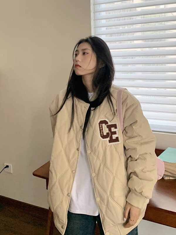 【LAB EEDA】Casual and comfortable diamond-shaped thermal cotton jacket M220# OZQ