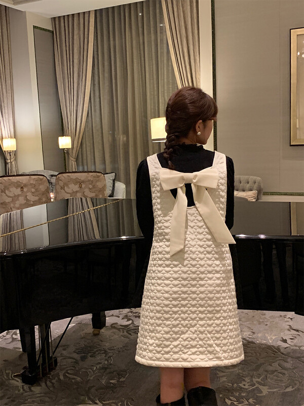 【NEW OPEN】Commuter style square neck sequin bow vest dress GB80693# ZXX