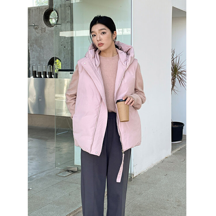【CLEAN SPACE】White duck down hooded down vest warm down jacket (90 white duck down) 32508# CQW