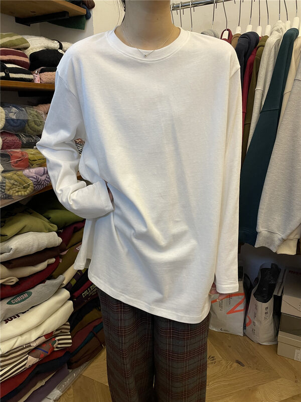 【RICH PAPA】Round Neck Solid Color Versatile Long Sleeve T-Shirt T477# ZXX