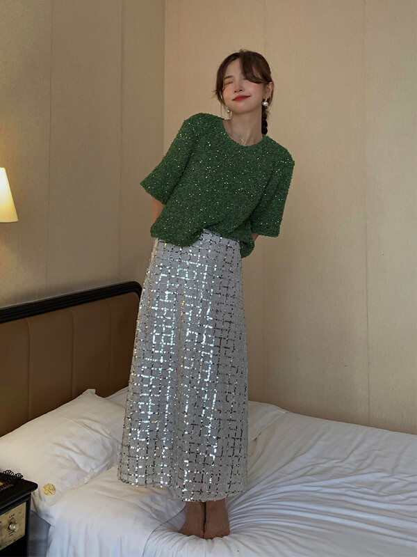 【NEW OPEN】Temperament Short Sleeve Pullover Round Neck Sweater VY80510# ZXX