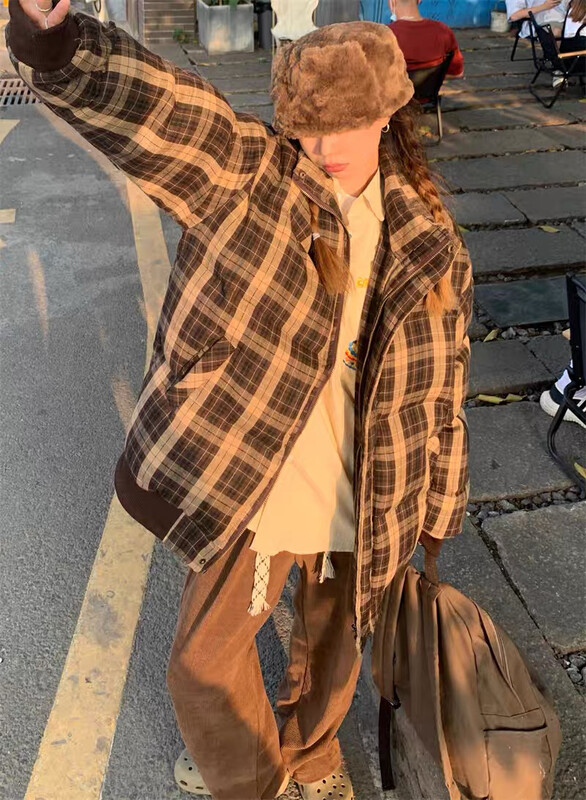【LAB EEDA】American street design plaid thickened warm padded jacket M321# OZQ
