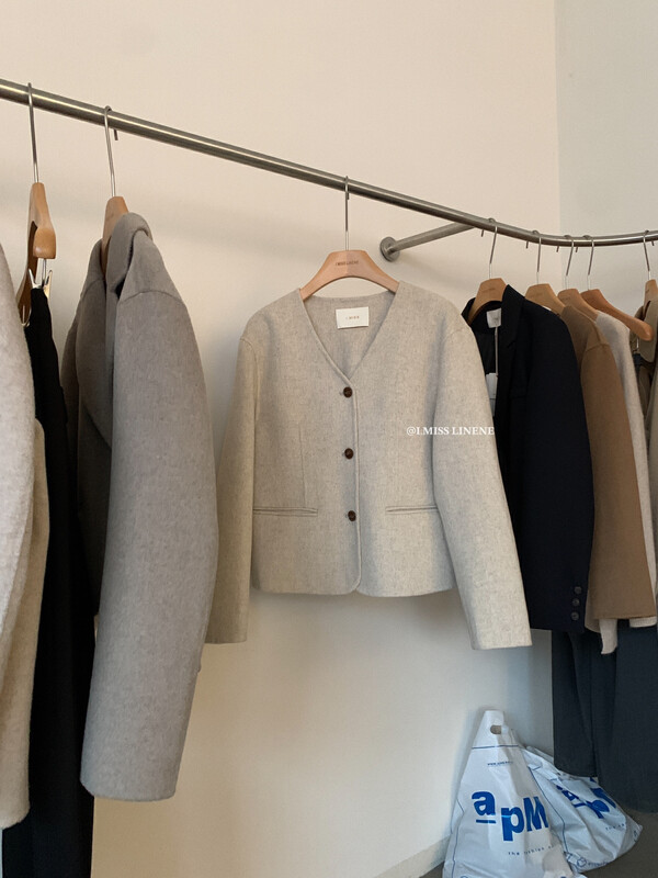 [IMISS] French senior v-neck double-sided cashmere jacket wool jacket with 90 cashmere QK807