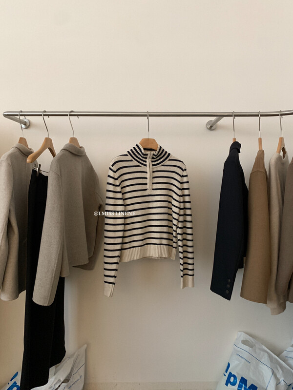 【IMISS】Korean Lazy Striped Sweater Cardigan Sweater QK0326