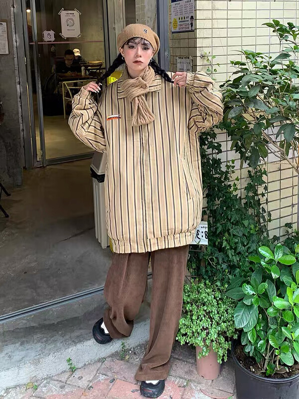 【LAB EEDA】American Street Design Striped Thermal Padded Jacket M227# OZQ