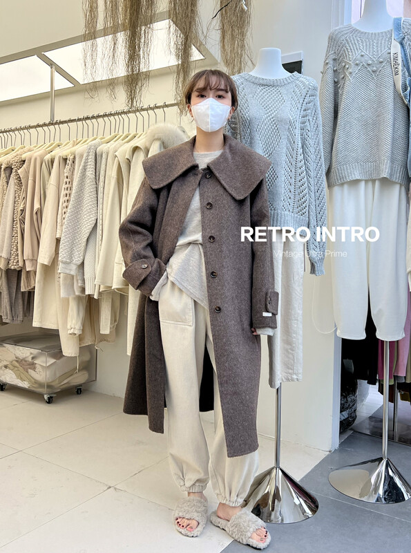[RIN] Korean style simple temperament loose large lapel double-sided woolen coat 2059