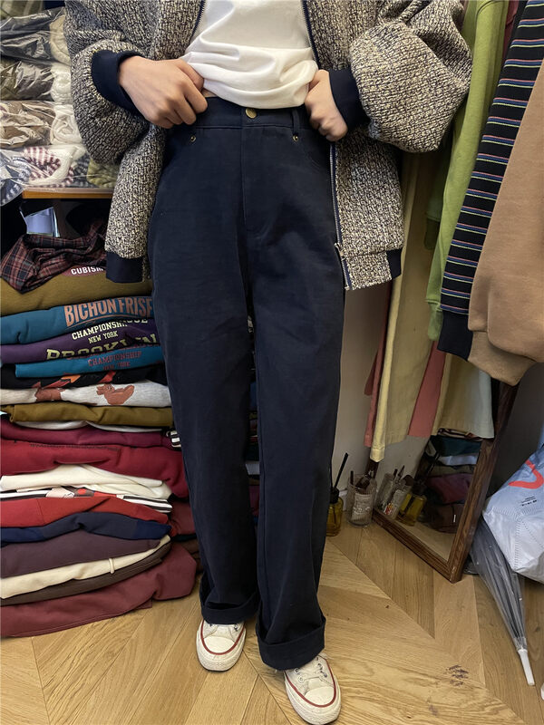 【RICH PAPA】Korean Straight Fleece Jeans 23K090# ZXX