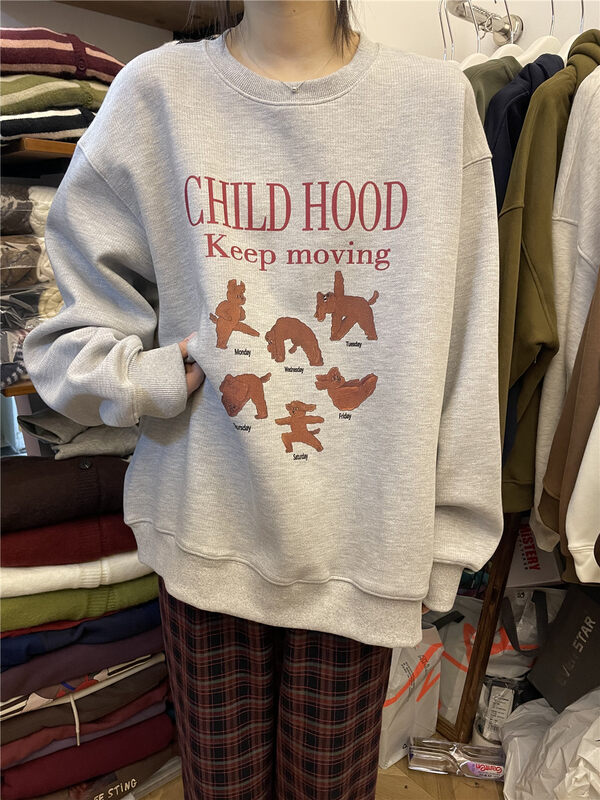 【RICH PAPA】Korean fun bear print fleece sweater A189# ZXX