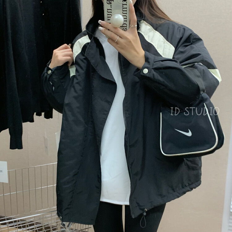【I-D】Korean Style Loose Hem Drawstring Short Jacket 8556# L