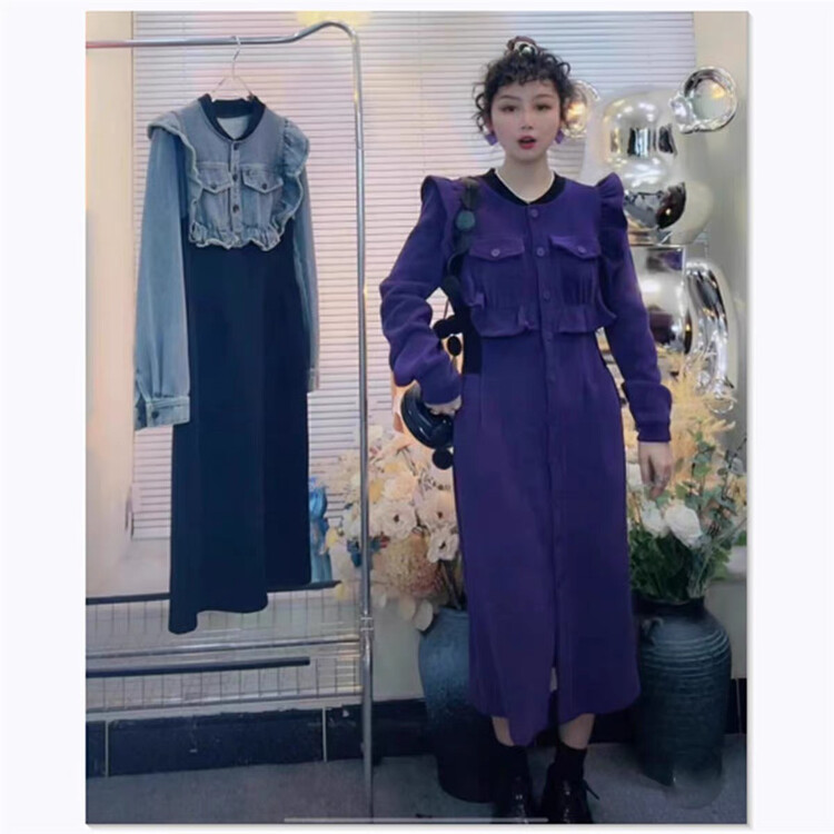 【JUN.T】Single-breasted slim and comfortable all-match dress 7018# PCZ