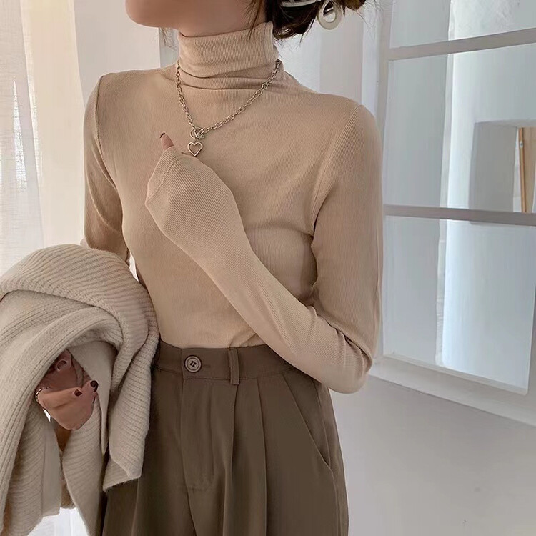 New in autumn! [CHEN/MK] Simple solid color versatile bottoming shirt 3650# HJY