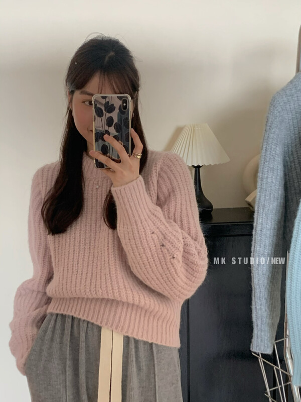 【CHEN/MK】 Korean version of simple temperament thick line thick warm sweater s091# HJY