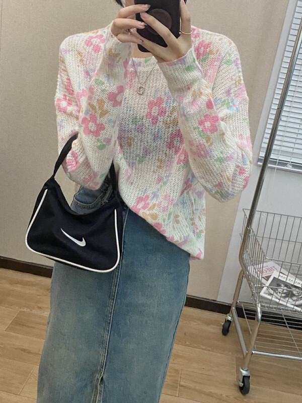 Original price 76.70! 【I-D】Korean Color Mohair Thermal Sweater 6056# L
