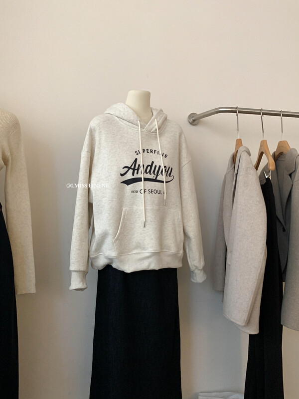 [IMISS] Korean Lazy Hooded Letter Print Plus Velvet Sweater Sweater QK3605