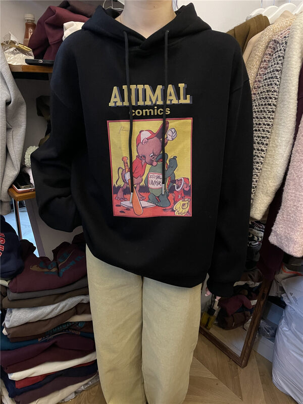 【RICH PAPA】Hooded Versatile Letter Print fleece Sweater A235# ZXX