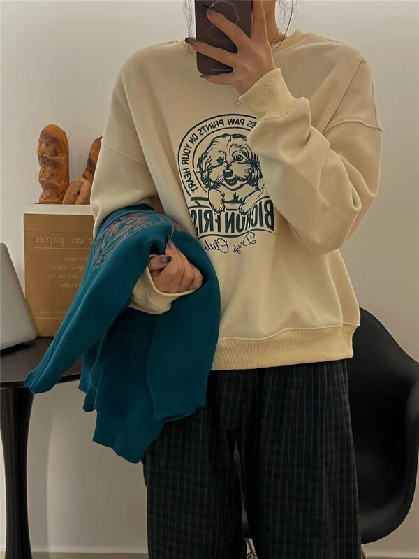 New in autumn! [RICH PAPA] Korean alphabet print simple sweater A173# ZXX