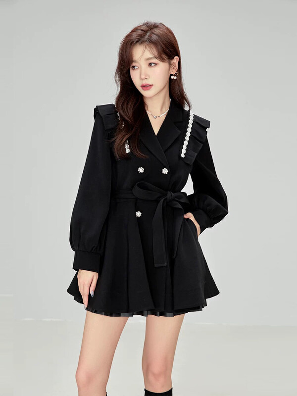 【JUN.T】Temperament suit long-sleeved dress (with belt) 7031# PCZ