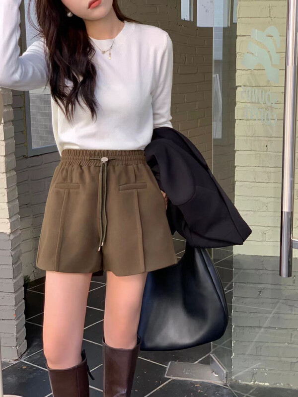 [QUEEN QUEEN] Elastic waist strap all-match casual shorts A69280# CL