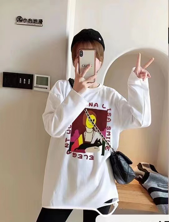 【TA+】Loose Korean style all-match long-sleeved T-shirt A687# L