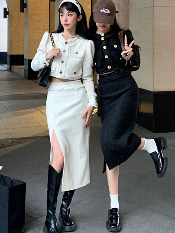 【JUN.T】Small Fragrance Suit Jacket + Slim Fit Half Skirt Suit 7036# PCZ