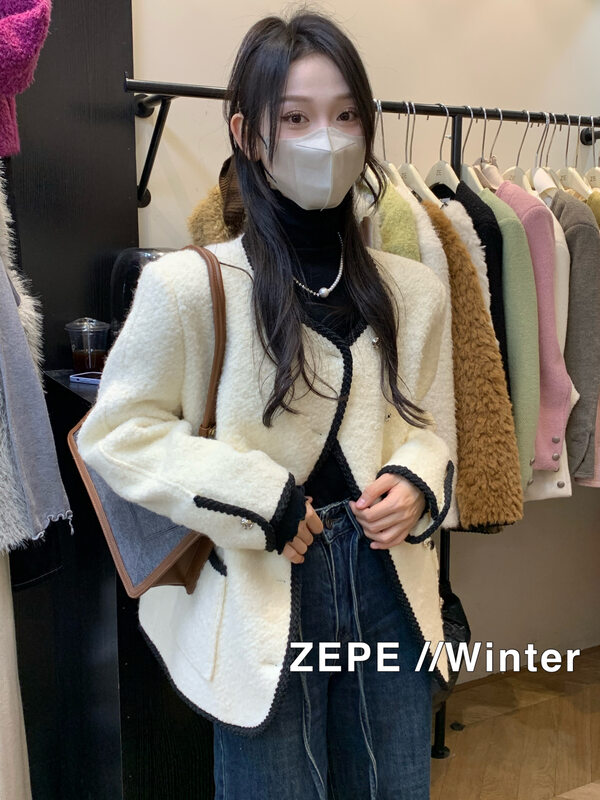 【ZE】法式復古小香風單排扣短外套  1106#  L