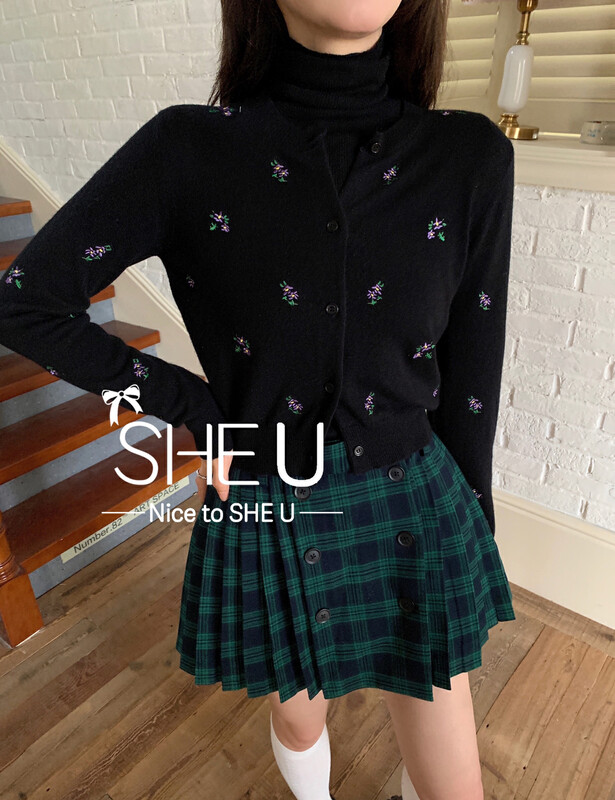 【SHE U】Korean all-match embroidered wool knitted cardigan 51237