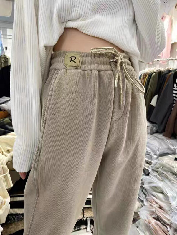 [Queen QUEEN] Korean version of simple elastic waist all-match casual pants (with waist rope) A69339# CL