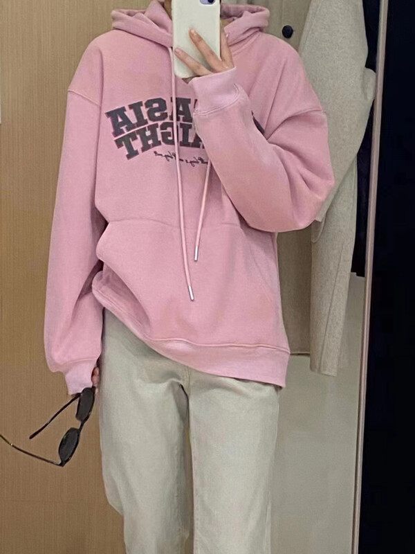 【RICH PAPA】Hooded letter fleece loose ins sweater A217# ZXX