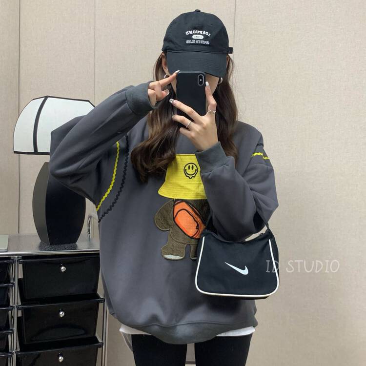 【I-D】Korean style loose all-match sweater R1012# L
