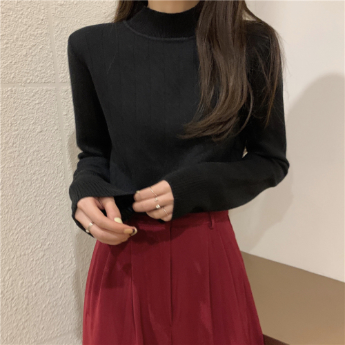 Real shooting real price Warm one mink fur thickening and velvet half turtleneck sweater bottoming long-sleeved knitted sweater women
