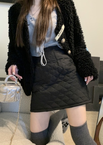 Real shooting real price Winter new quilted skirt is thin waist skirt all-match bottoming skirt women