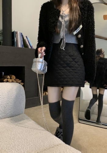 Real shooting real price Winter new quilted skirt is thin waist skirt all-match bottoming skirt women