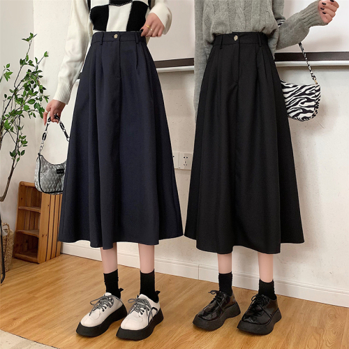 S-4XL large size retro high waist skirt women's autumn new slim midi skirt popular large swing A-line skirt
