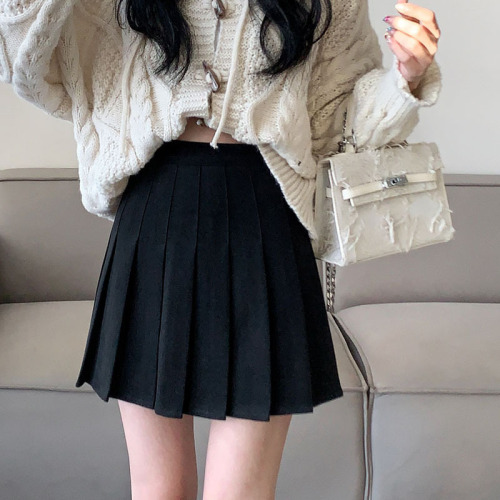 Real shot real price woolen pleated skirt women's A-line skirt autumn and winter 2022 new Korean version thin skirt