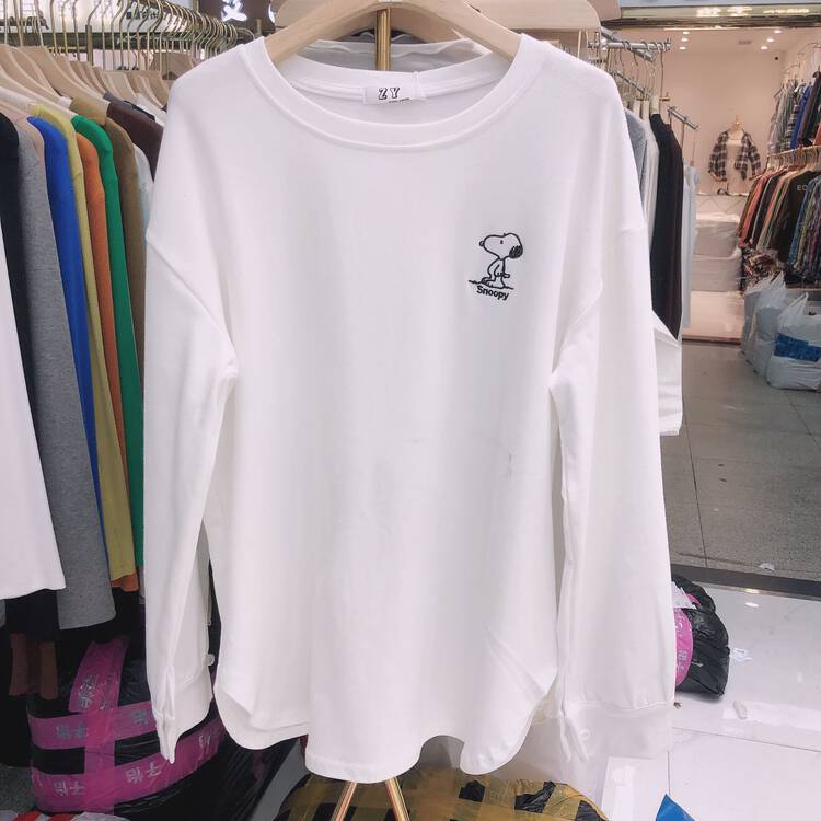 【Ziyi】Cartoon Print Loose Long Sleeve T-Shirt 962# WTT
