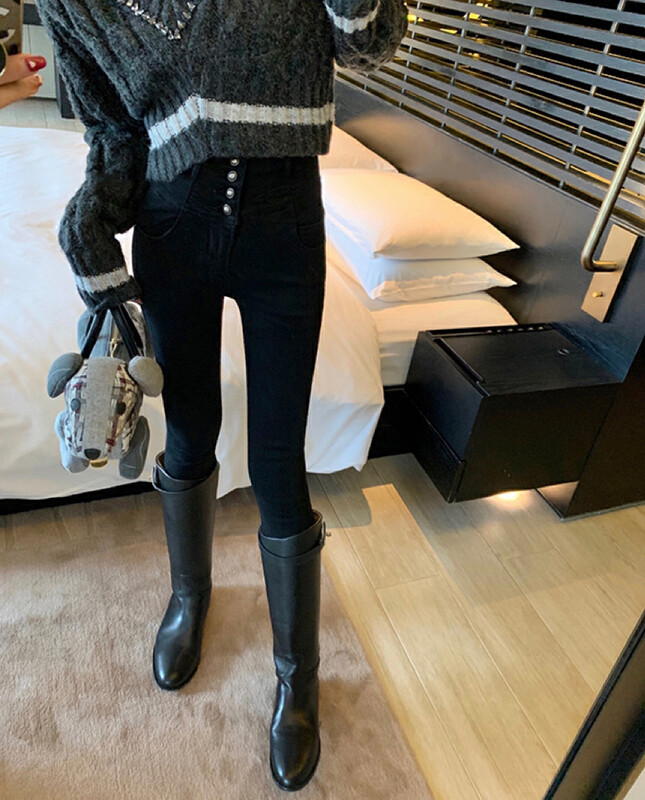 【SAVAGE】Korean high waist niche design slim jeans S1361# WPL