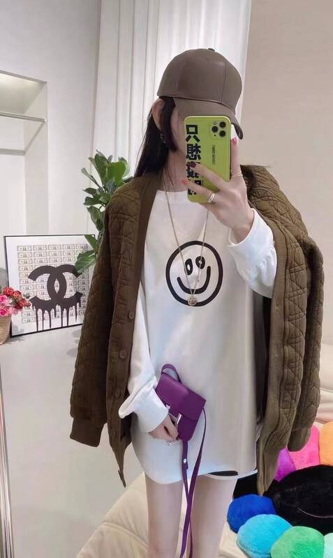 [Ziyijia] Smiley Pattern Loose Long Sleeve T-Shirt A965# WTT