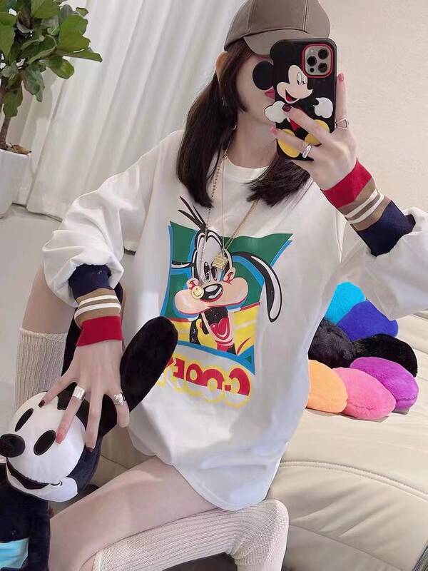 [Ziyijia] Stitching Loose Versatile Long Sleeve T-Shirt A210# WTT