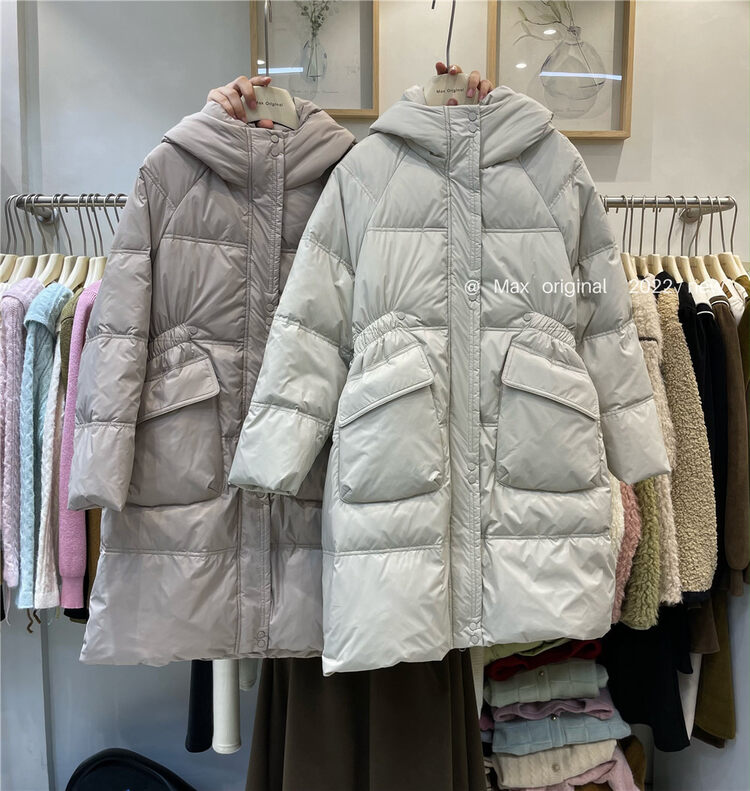[MAX ORIGINAL] Hooded Simple Loose Casual Warm Down Jacket (White Duck Down 90%) 99009# HBX