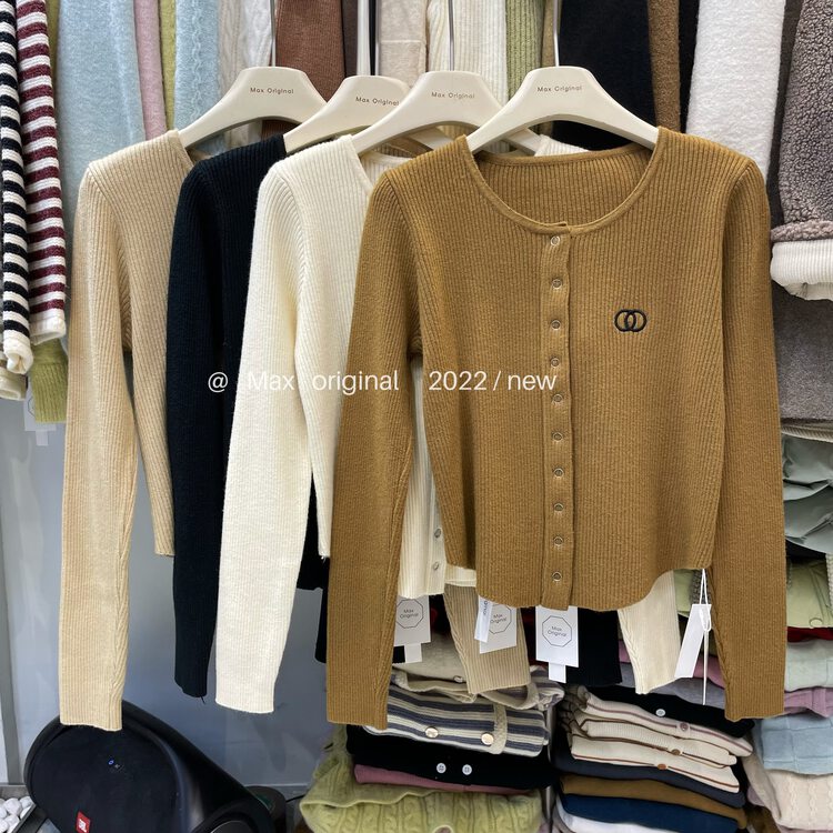 【MAX ORIGINAL】Patterned Embroidered Single Breasted Casual Knit Cardigan 99021# HBX