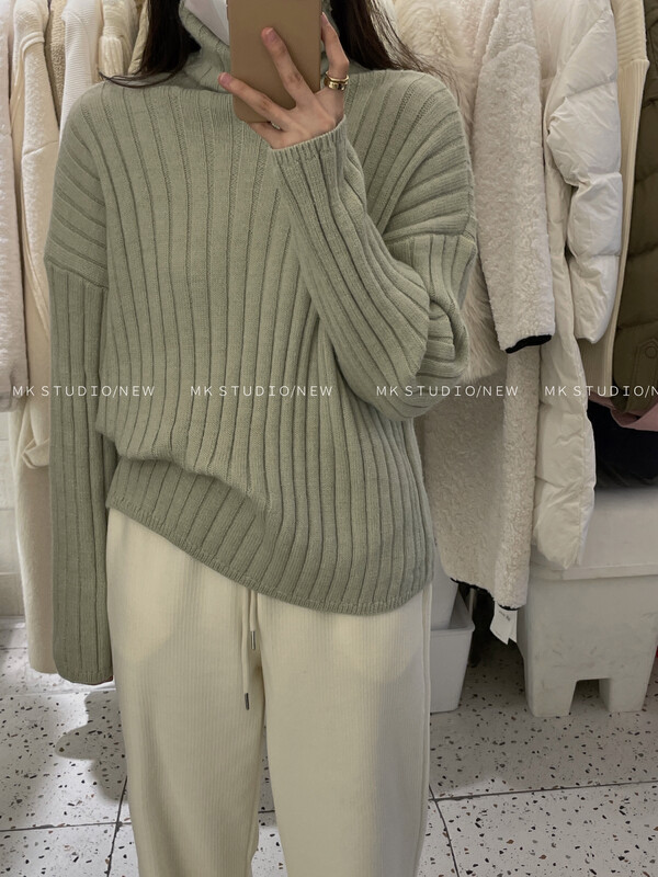 【MK】High-neck solid color all-match warm sweater s097# HJY