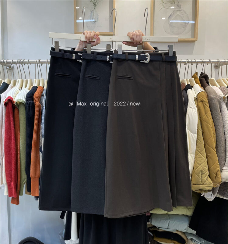 【MAX ORIGINAL】Slim skirt with commuter temperament (with belt) 99069# HBX