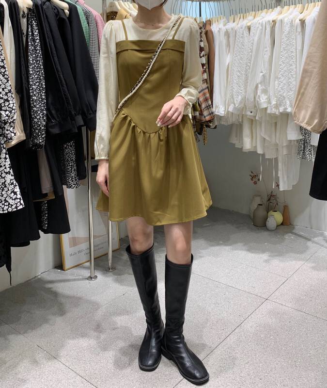 Original price 129.72! 【UONE】Sweet Cool Fake Two Piece Dress 97988# LSL