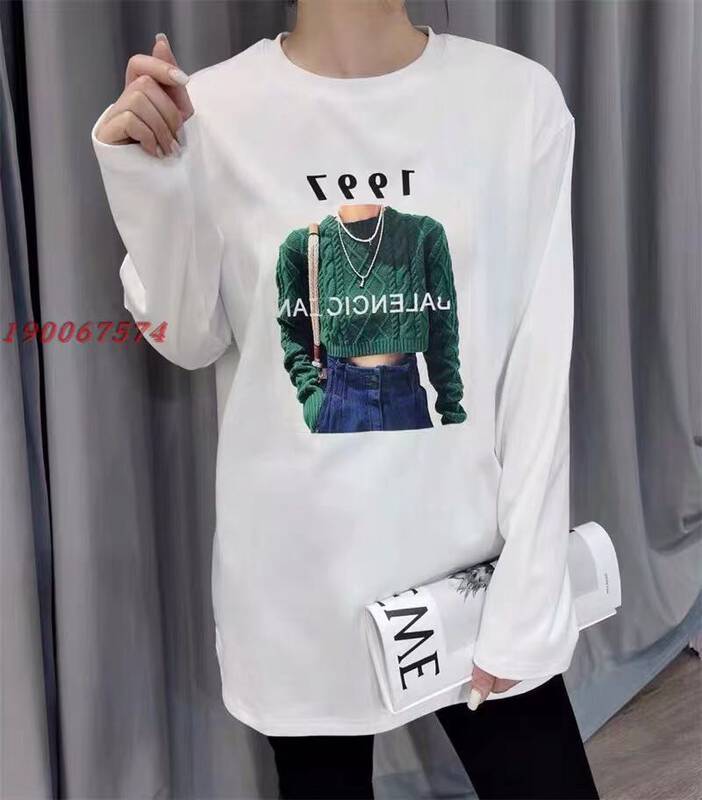 [Ziyijia] Pullover Versatile Printed Long Sleeve T-Shirt A1001# WTT