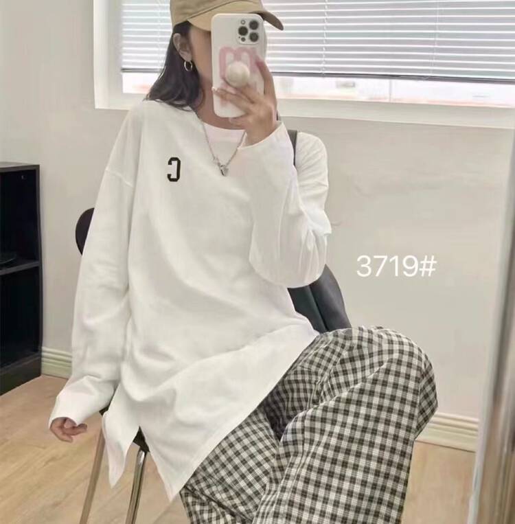 [Ziyijia] Plus velvet round neck loose casual long-sleeved T-shirt A921# WTT