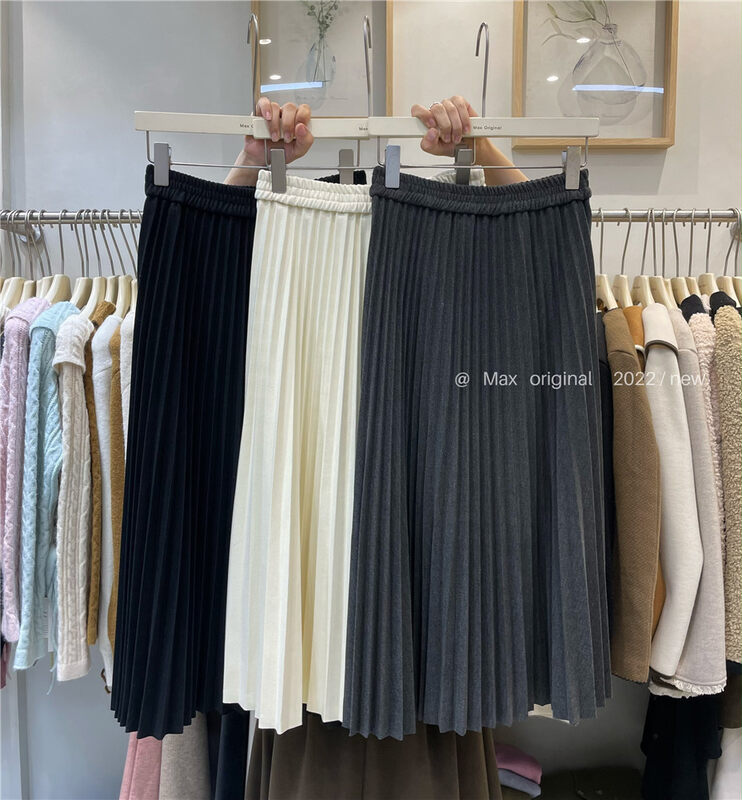 【MAX ORIGINAL】Easy Waist Loose Pleated Skirt 99005# HBX