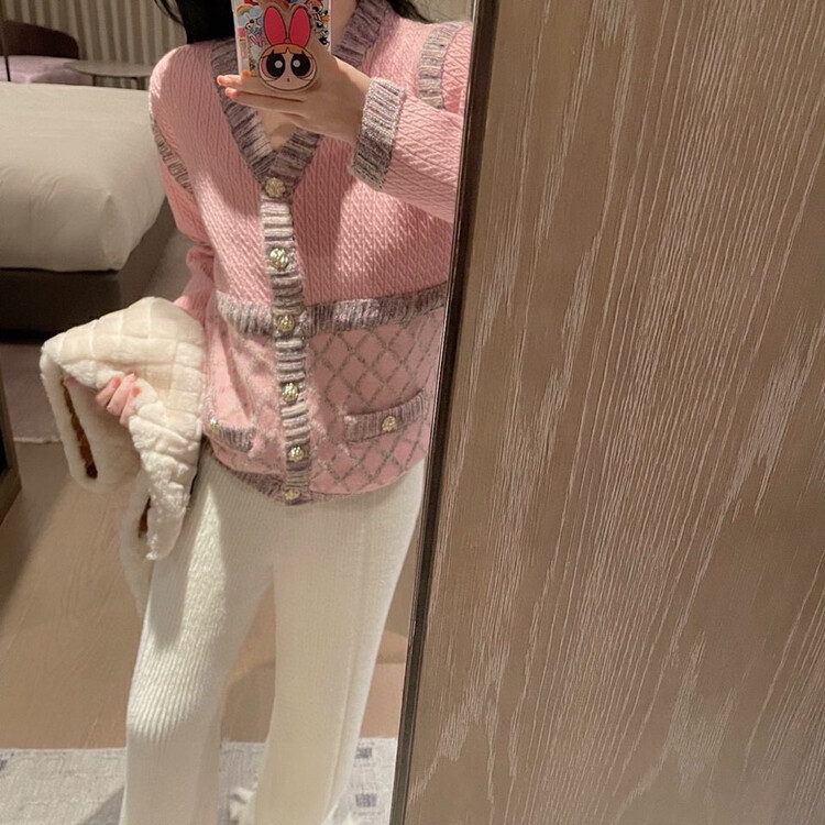 【NANCY】New Small Fragrance V-neck Knit Cardigan J1042# WPL