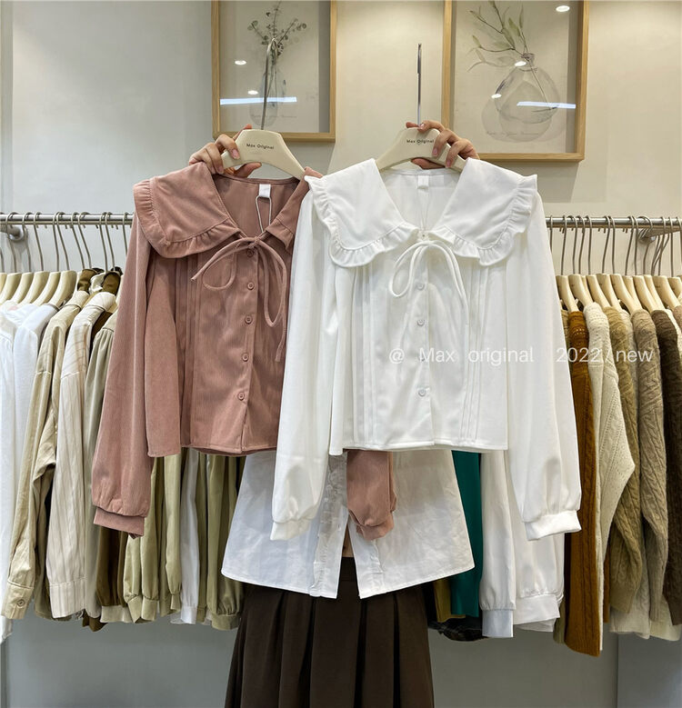 New in winter!【MAX ORIGINAL】Large lapel single-breasted comfortable solid color shirt 98906# HBX