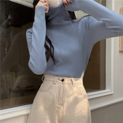 Real shooting real price New Korean version all-match soft and thin high-necked long-sleeved knitted bottoming shirt women 13 colors
