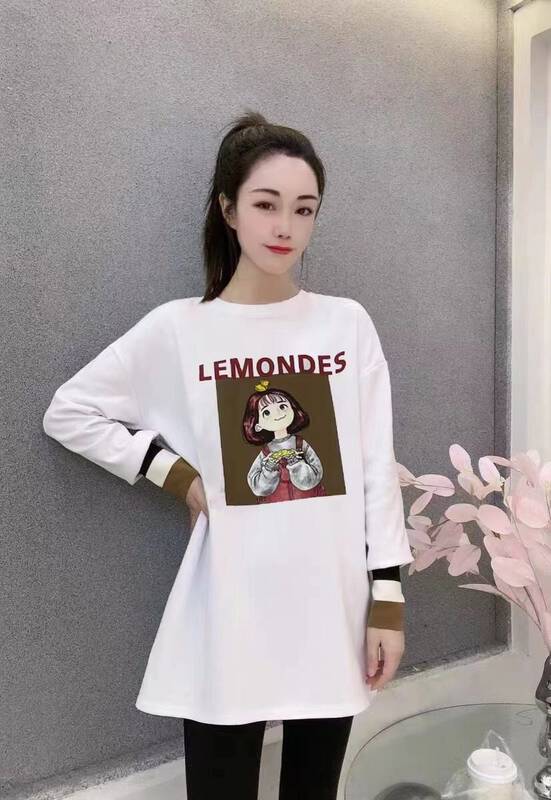 【Ziyijia】Casual Round Neck Printed Long Sleeve T-Shirt A207# WTT